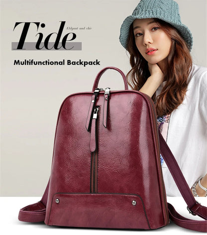 Women Leather Backpack Fashion Backpack Purse Female Travel Shoulder Bag Large Capacity School Bags for Teenage Girl Sac a Dos