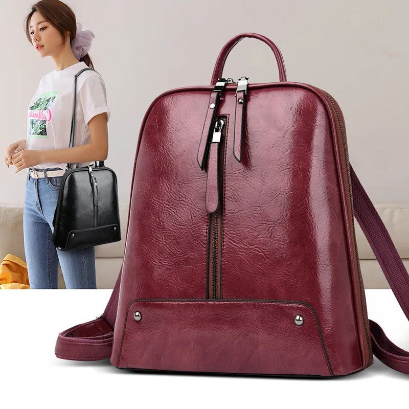 Women Leather Backpack Fashion Backpack Purse Female Travel Shoulder Bag Large Capacity School Bags for Teenage Girl Sac a Dos