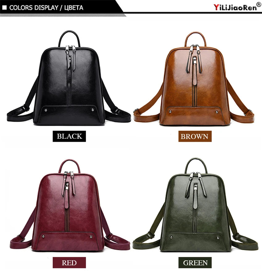 Women Leather Backpack Fashion Backpack Purse Female Travel Shoulder Bag Large Capacity School Bags for Teenage Girl Sac a Dos