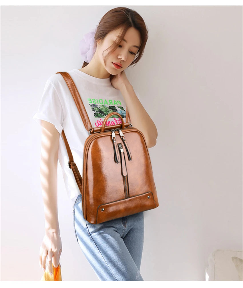 Women Leather Backpack Fashion Backpack Purse Female Travel Shoulder Bag Large Capacity School Bags for Teenage Girl Sac a Dos