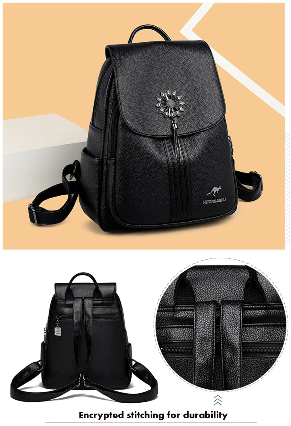 Fashion Tassel Back Pack Women High Quality Designer Backpack Brand Ladies Rucksack Travel Bagpack Large Capacity School Bags