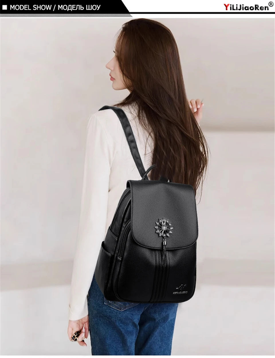 Fashion Tassel Back Pack Women High Quality Designer Backpack Brand Ladies Rucksack Travel Bagpack Large Capacity School Bags