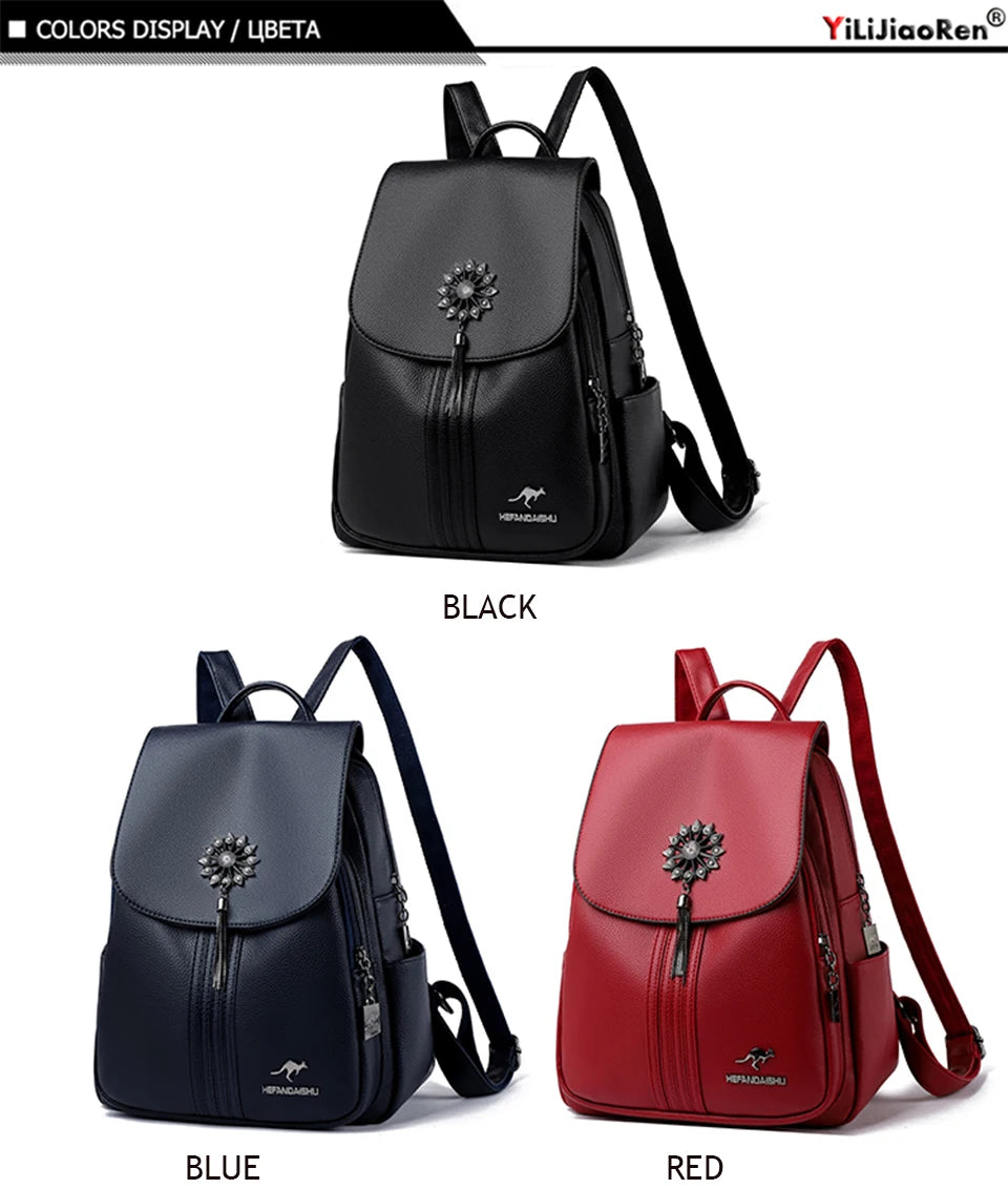 Fashion Tassel Back Pack Women High Quality Designer Backpack Brand Ladies Rucksack Travel Bagpack Large Capacity School Bags