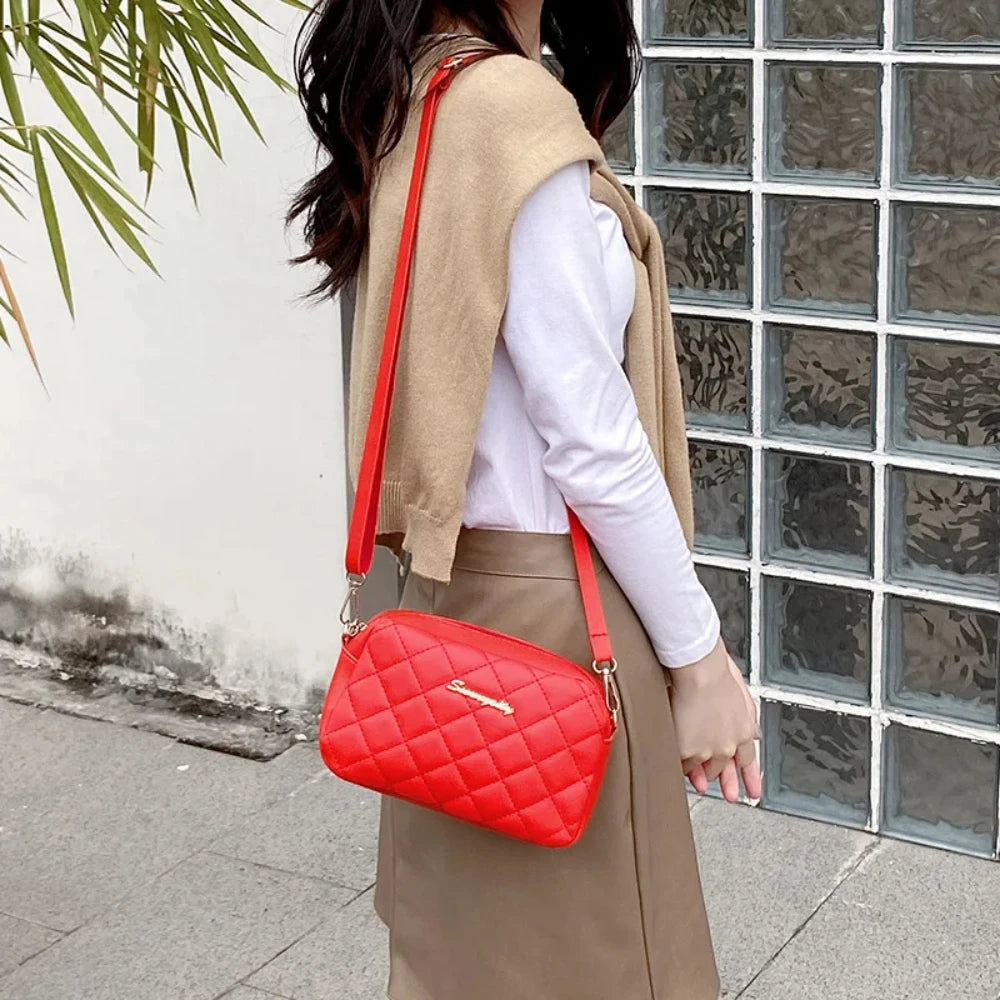 Bolso bandolera pequeño con borlas para mujer, bolso de hombro femenino con bordado de línea de tendencia, cadena de moda, bolsos cruzados para mujer 2024