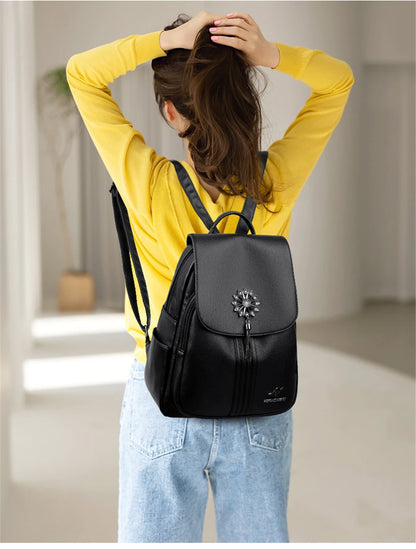 Fashion Tassel Back Pack Women High Quality Designer Backpack Brand Ladies Rucksack Travel Bagpack Large Capacity School Bags